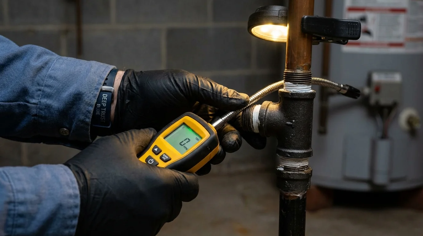 Gas leak detection with electronic sniffer by Johns Plumbing LLC in Squaw Valley