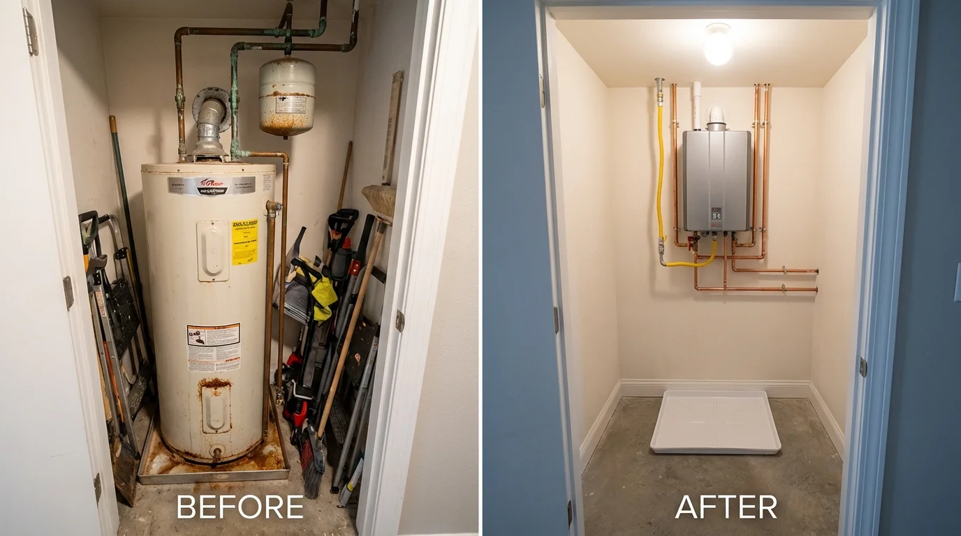 Tank water heater versus wall-mounted tankless unit comparison for Squaw Valley, CA homeowners