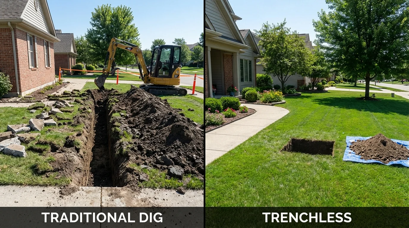Trenchless sewer repair with minimal yard damage versus traditional excavation in Squaw Valley, CA